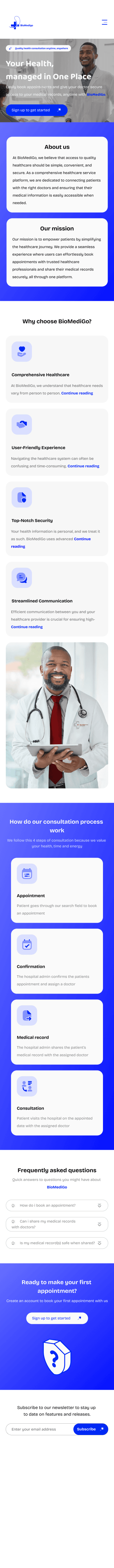 BioMedigo onboarding flow